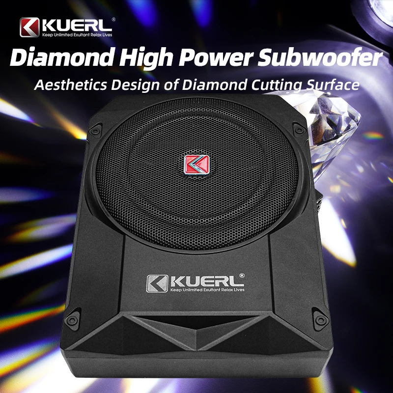 HIgh quality Aluminium Shell 10 Inch 800W Car Audio Active Subwoofer RMS Power 200W with Wired volume control & Cable Accessory