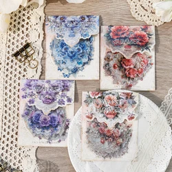 20Pcs/Pack Lace Bouquet Series Scrapbooking Stickers Pack Material Perfect for Collage Journaling Craft Diy Supplies