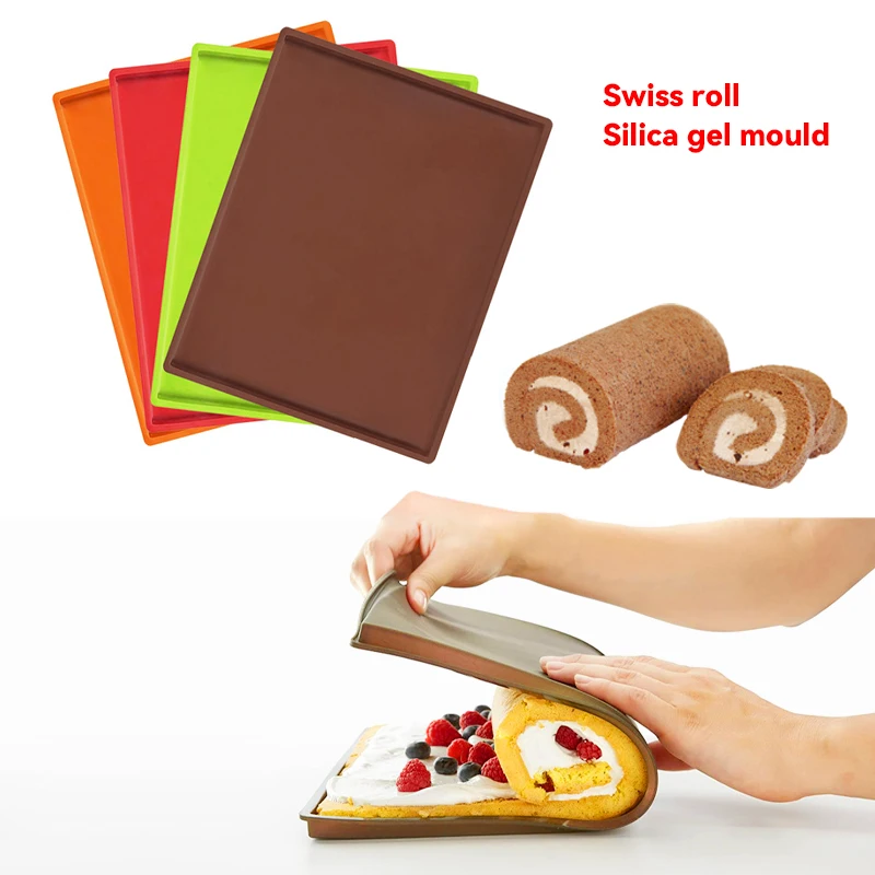 1Pcs Non-stick Silicone Baking Mat Cake Roll Mat Swiss Roll Mold Oven Mat Baking Pan Baking Tools DIY Kitchen Accessories