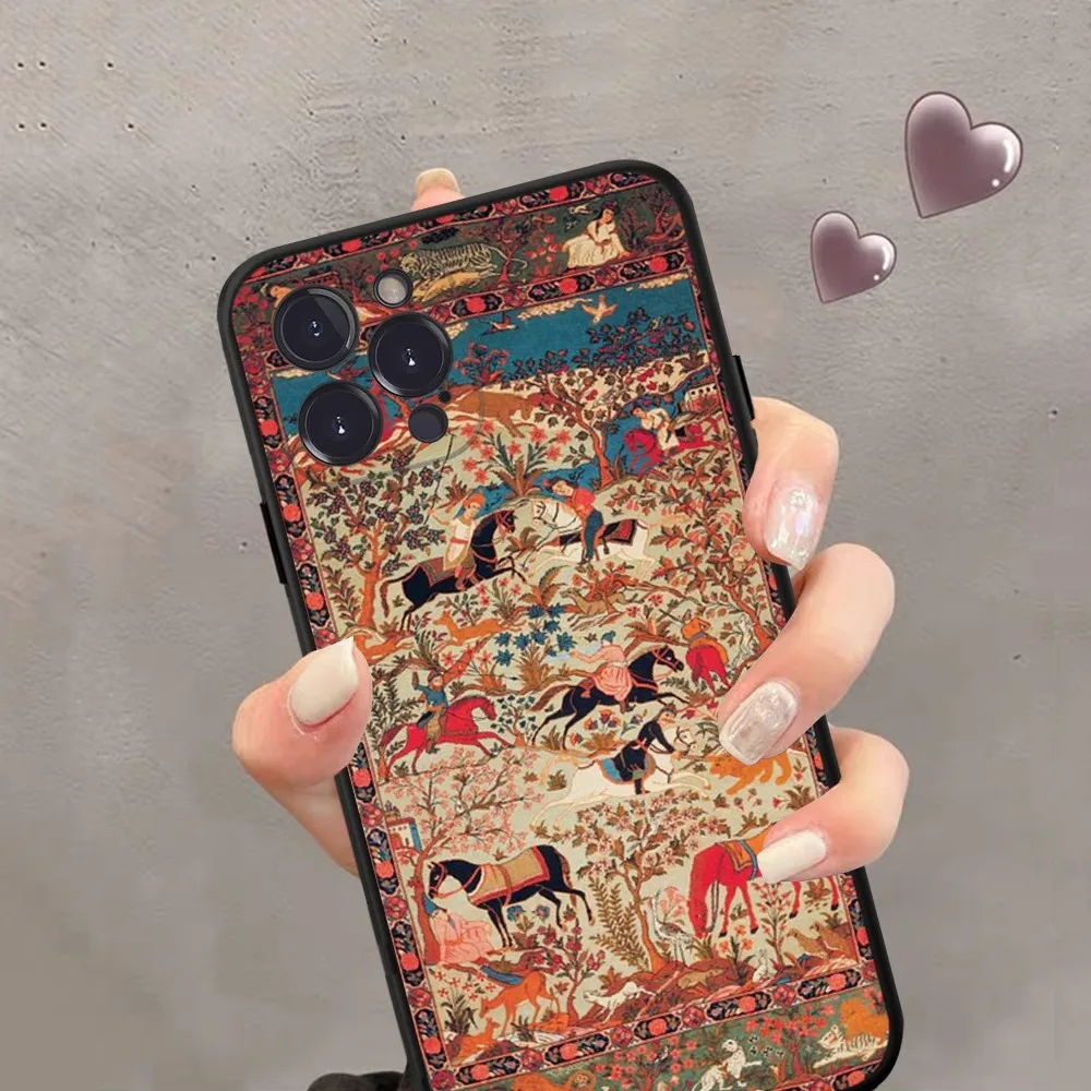 Persian Carpet Phone Case Silicone Soft For iphone 15 14 13 12 11 Pro Mini XS MAX 8 7 6 Plus X 2020 XR Shell