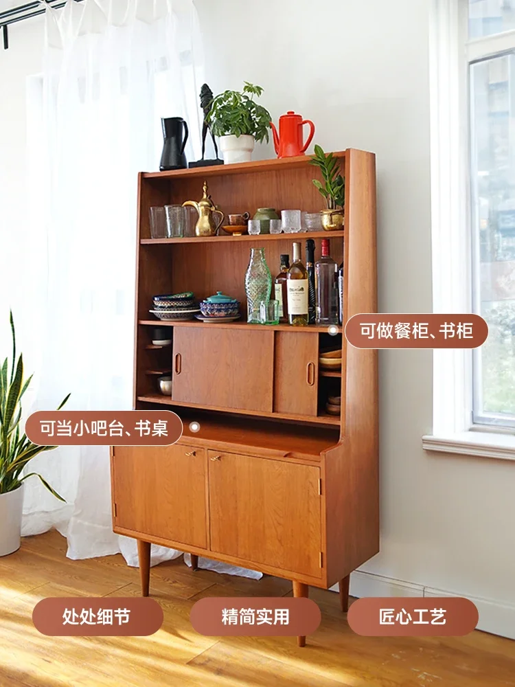 Cherry wood high-side cabinet, locker, side cabinet, bookcase, pull-out desk