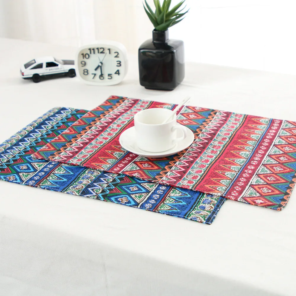 Cotton Linen Table Mat Folding Students Waterproof Western Dining Mat Household Anti-fouling Table Mat