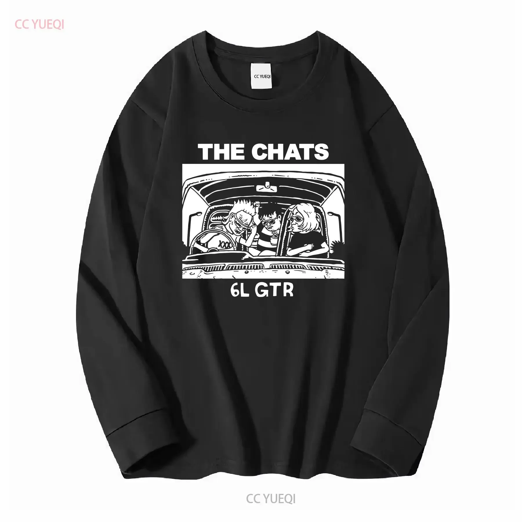 تي شيرت عتيق بفرقة The Chats أسود بأكمام قصيرة جميع المقاسات من S إلى 345Xl Q800 جرافيك أنيق مغسول عتيق للجنسين