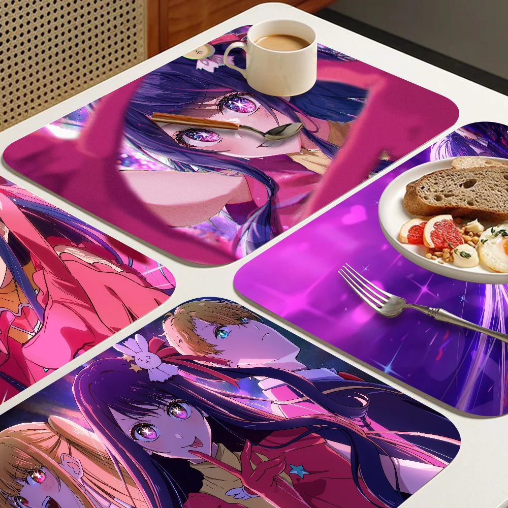 

OSHI NO KO Anime Kitchen Draining Mat Tableware Pad Coffee Dish Drying Mat Placemat Bathroom Kitchen Drain Pad