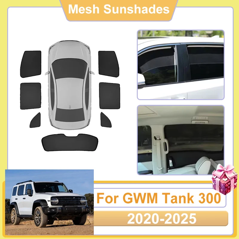 

For GWM Tank 300 Accessories Wey Tank 300 2020-2025 Car Window Sun Shade Mesh Cover Anti UV Visors Heat light Shield Parasol Net