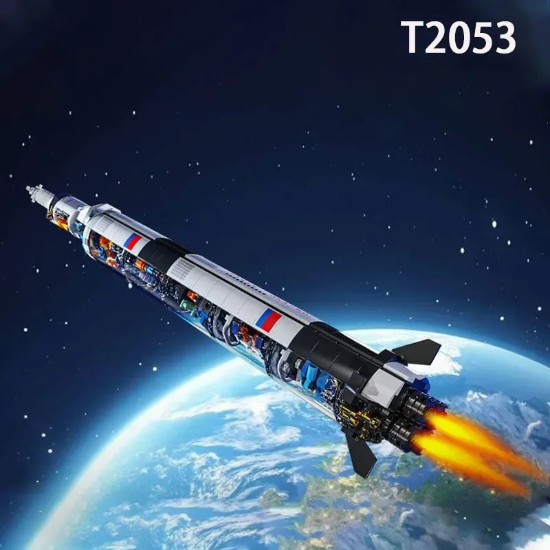 Bloques de Construcción del Cohete Saturn V, Juguete de Modelo de Astronauta, Rompecabezas 3D, Ladrillos de Ensamblaje Aeroespacial, Juguetes Educativos