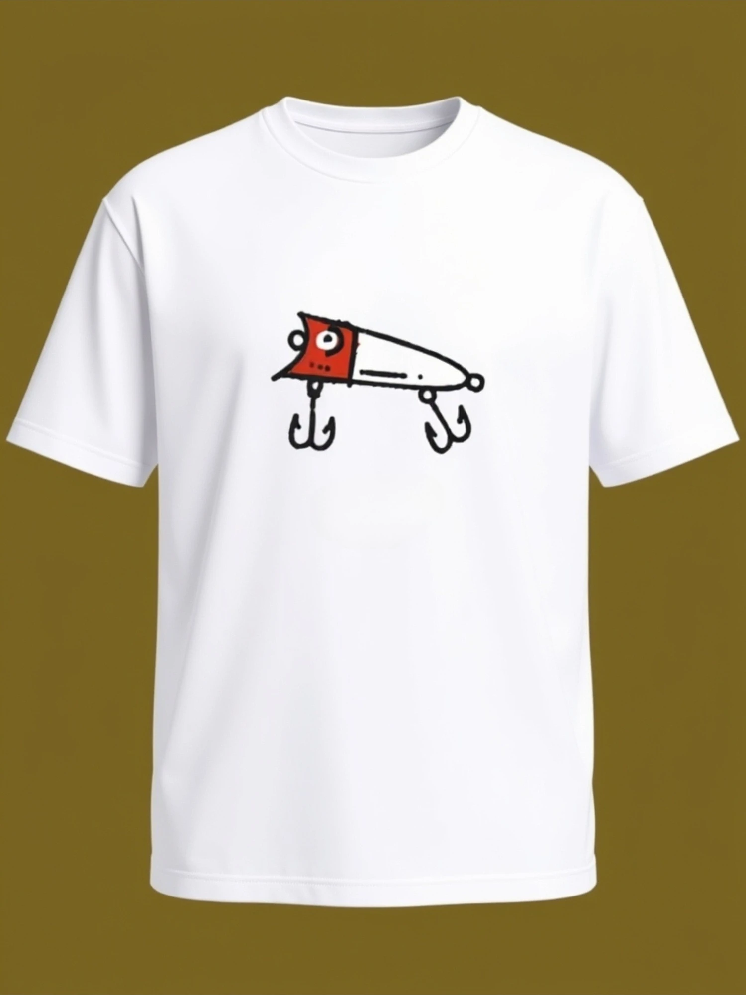 Fishing Equipment Lures - เสื้อยืดพิมพ์ลายการ์ตูนน่ารักสำหรับตกปลา ผู้ชาย ผ้าฝ้ายนุ่ม ทรงหลวม สไตล์ชาวประมง ลำลอง