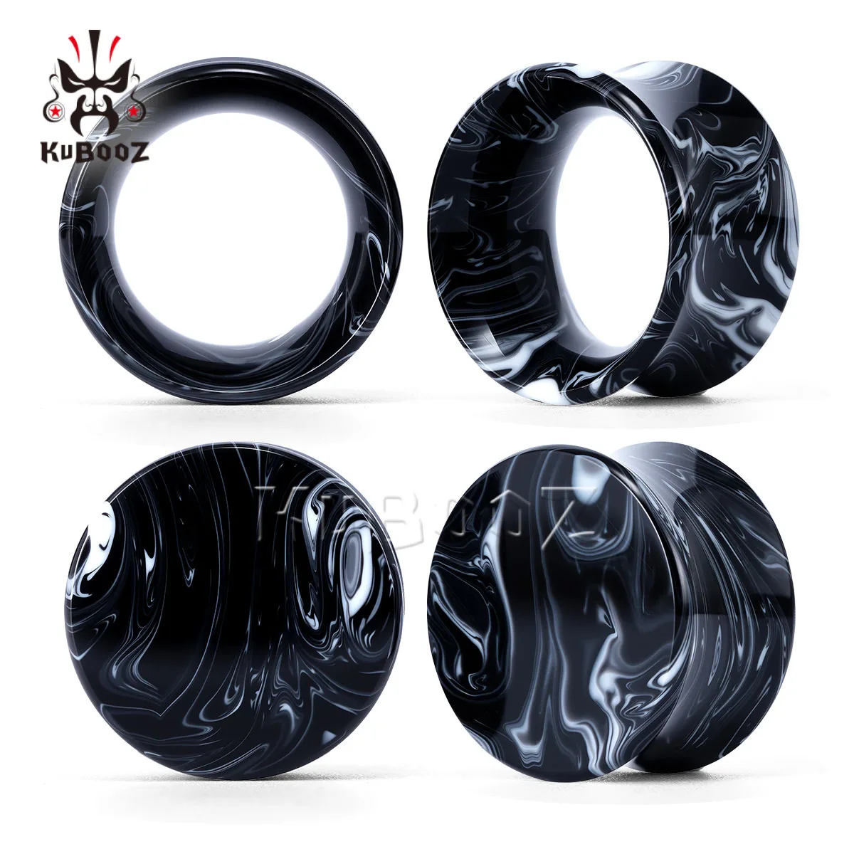 KUBOOZ Marble Pattern Acrylic Ear Gauges Ear Tunnel Plugs Stretchers Ear Expander Piercing Jewelry For Men Women