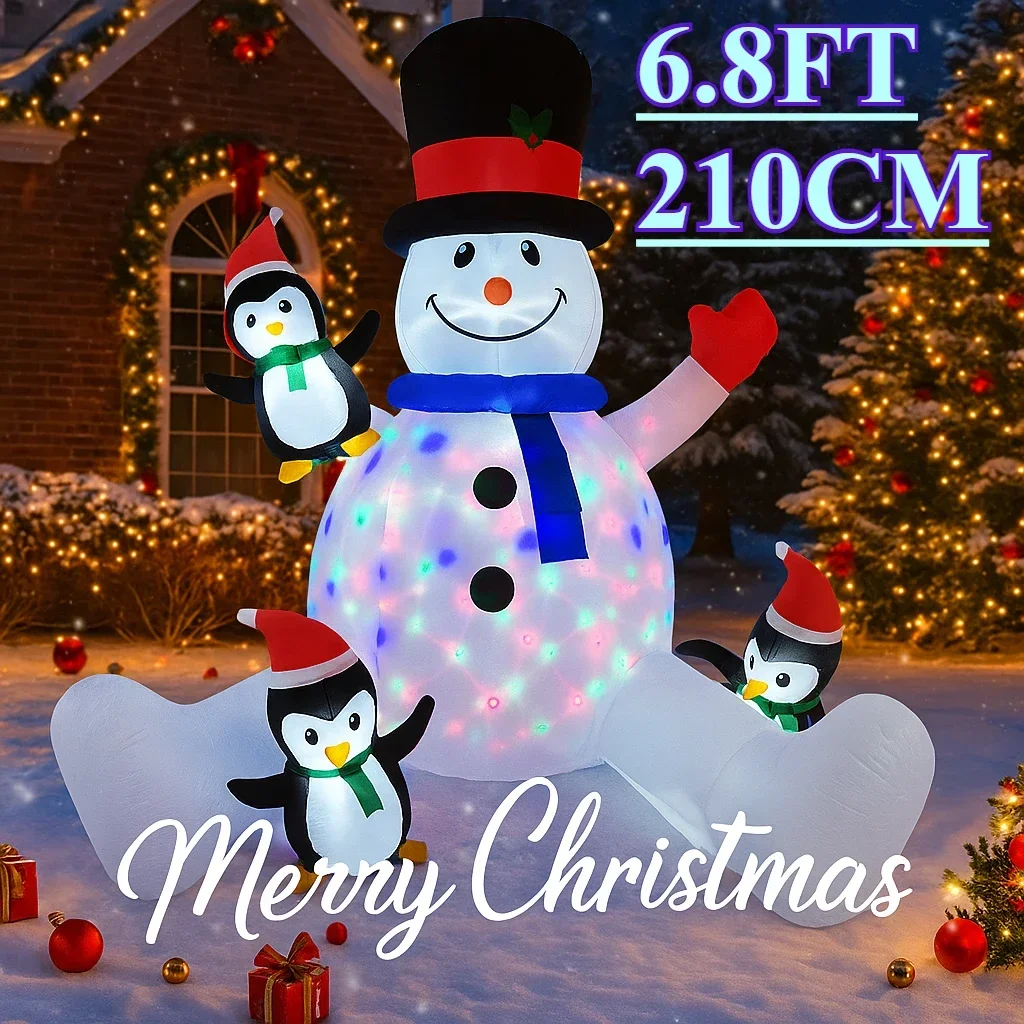 6,8 футов Рождественский праздник надувной декор для двора украшение для дома праздничные игрушки подарки поставки Декор светодиодный снеговик пингвины Рождество на открытом воздухе