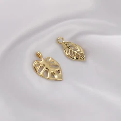 1pc 14K Gold Color Brass Leaf Leaves Charms Pendants High Quality DIY Jewelry Findings Accessories Wholesale