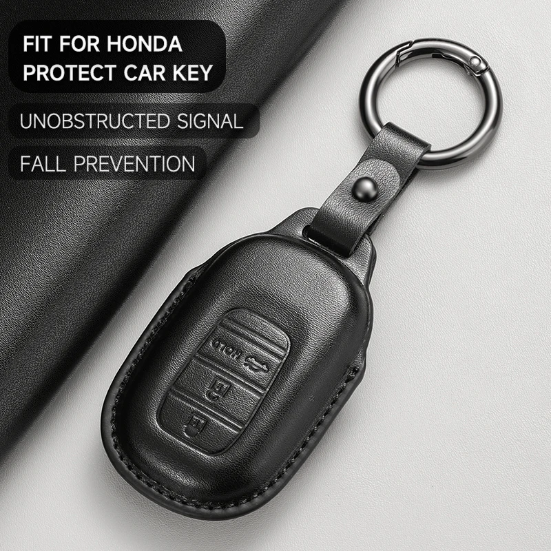 Leather Car Key Cover Case Protection Shell Keychain For Honda Accord Civic 8 10 11 th Gen Vezel Jazz Freed Pilot HR-V CR-V BR-V