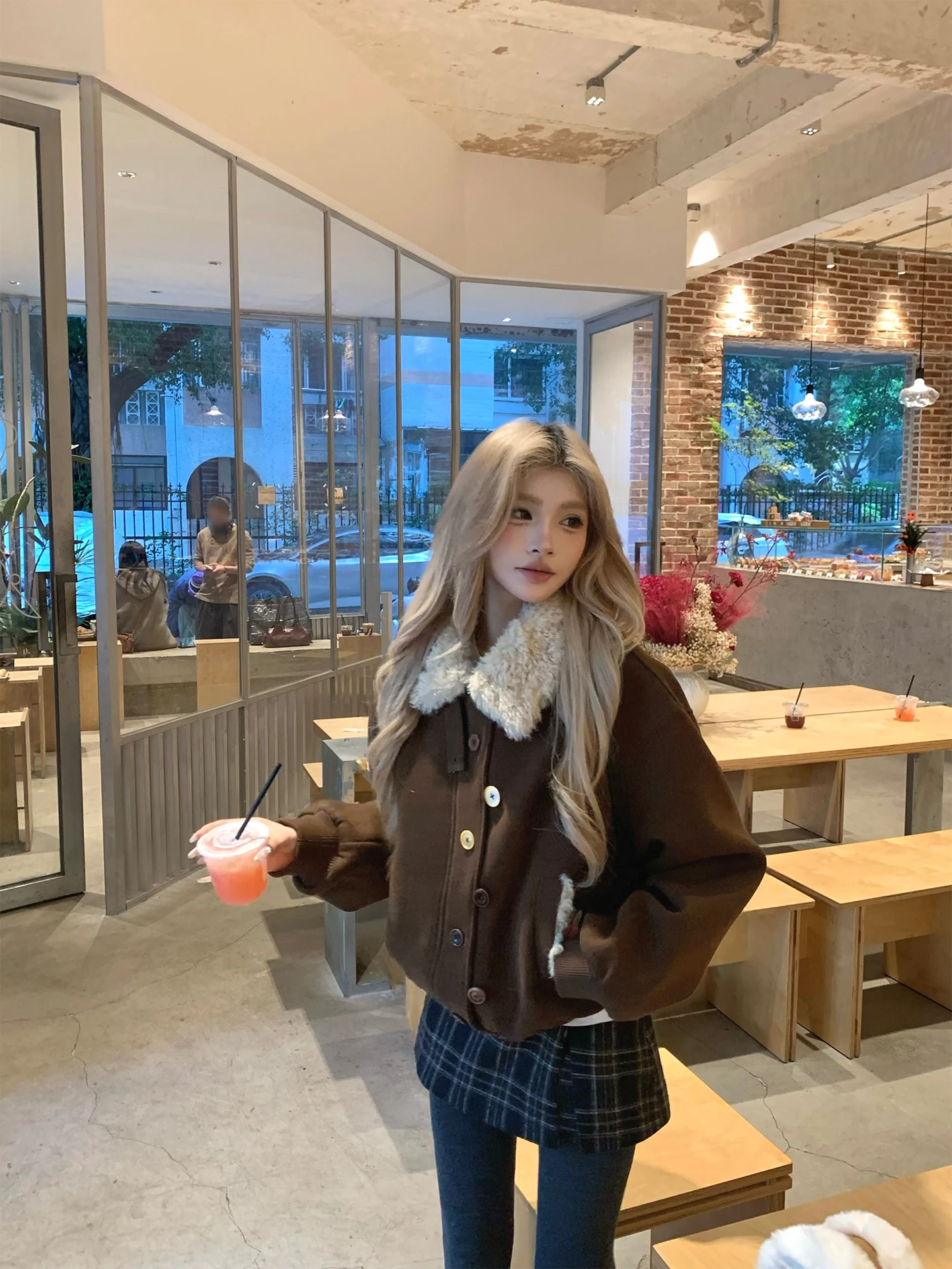 

Thiened ort Cotton Jaet Women's Winter Coat Seven Ki of Simp Gliding Fur Collar Warm Commute Sle Polyester Fiber