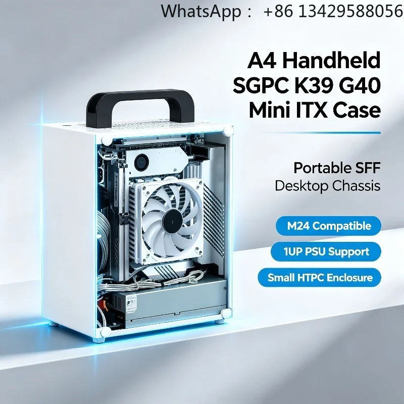 A4 Handheld SGPC K39 G40 Mini ITX Case Portable SFF Desktop Chassis M24 Compatible 1U PSU Small HTPC Enclosure