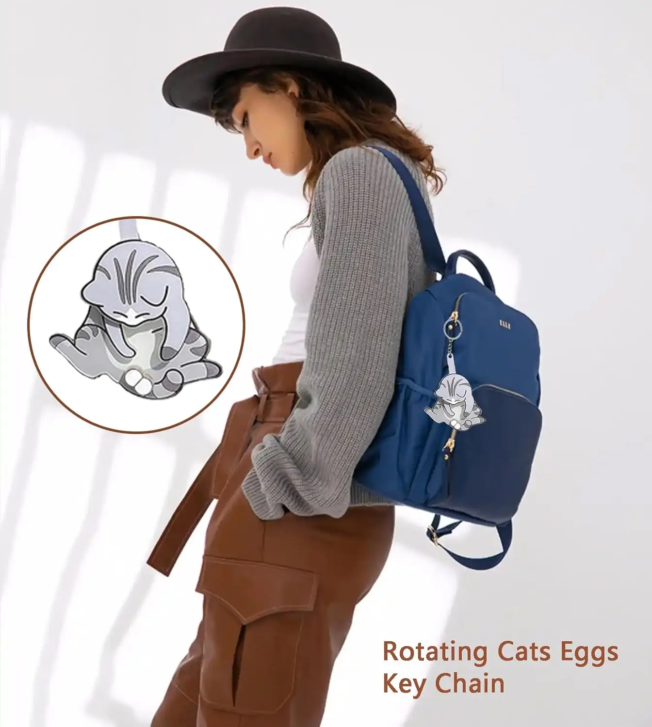 

6 шт. простой кот интерактивный брелок вращающийся брелок с кошачьими яйцами забавный кот игра с вращающимися шариками брелок игрушки