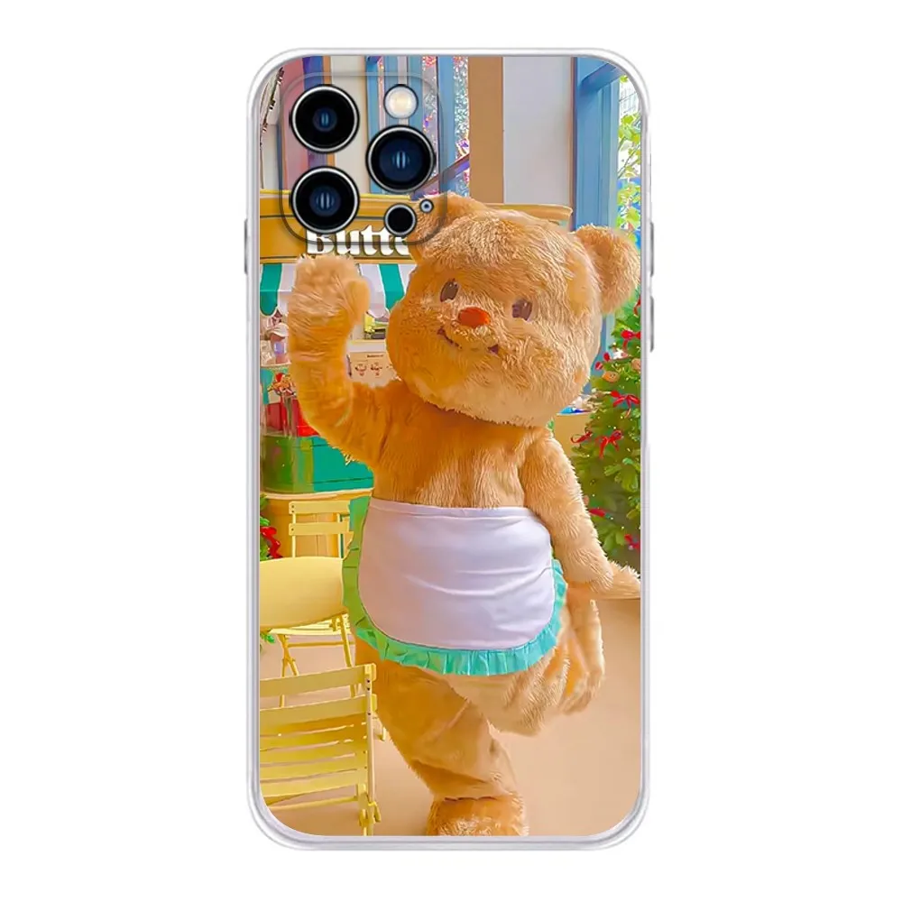 Cut Butterbear  Phone Case  For IPhone 15,14,13,11,12 Pro Max Mini X XR XS 7,8 Plus SE Transparent Cover