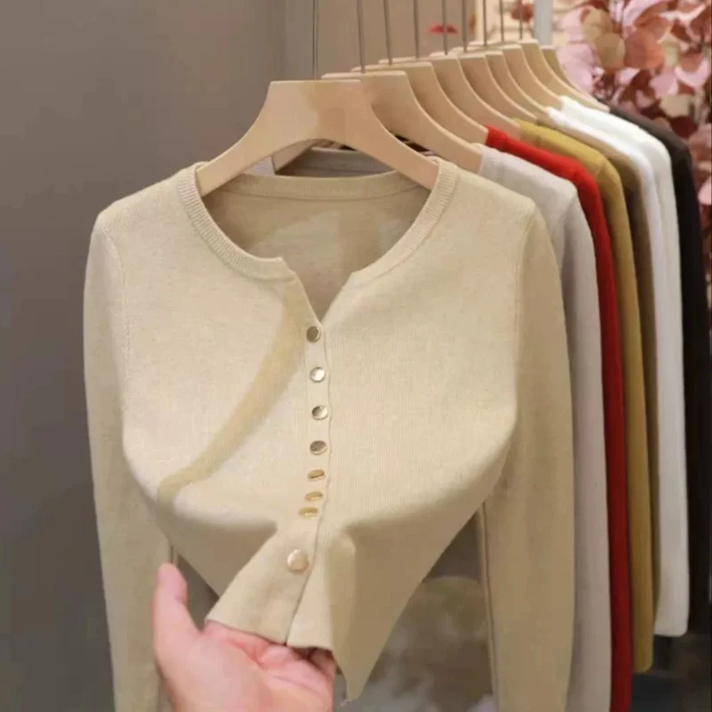 Fashion New Women Knitted Cardigan Sweater 2025 V-neck Korean Lady Sweater All-match Female Sweater Long Sleeve Clothes Top