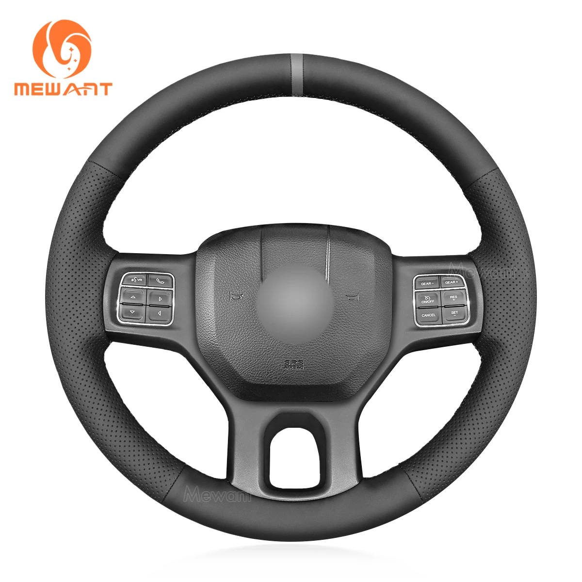 

MEWANT Black Genuine Leather Car Steering Wheel Cover for Dodge RAM 1500 Classic 2019-2022 2500 3500 5500 2012-2018