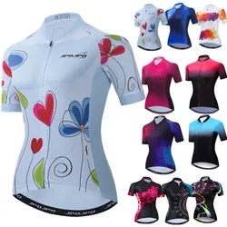 Cycling Jersey Women Bike Top MTB Bicycle Shirt Riding Clothing Summer Female Cyclist Blouse Lady Racing Cycle apparel Black Red