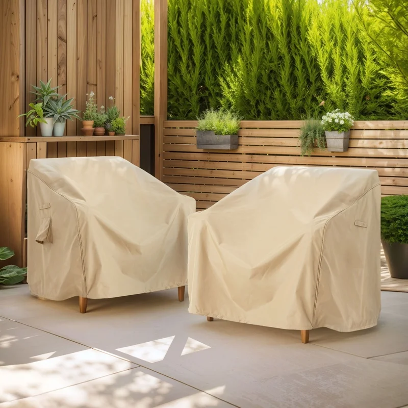 

Beige Outdoor Patio Chair Cover Set of 2