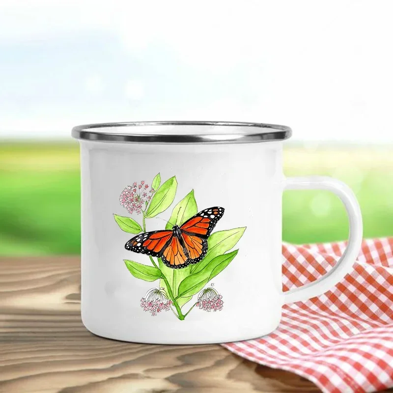 

Креативная кофейная кружка с цветочным принтом бабочки, эмалированные кружки, детская чашка, персонализированные подарочные чашки для кофе и чая, посуда для напитков Cupshe