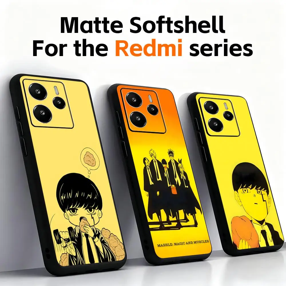 Funda de teléfono Mashle Magic and Muscle Anime para Xiaomi Redmi Note 17 15 14C 13C 12C 14 13 12 Pro Plus S, funda negra suave para teléfono