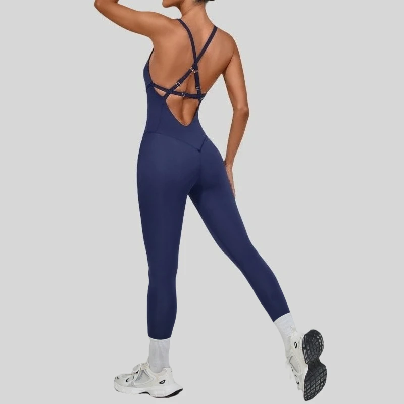 

Women's Yoga Jumpsuit Sexy Back Adjustable Shoulder Straps Tight Fitting Dance Running Sports and Fitness Jumpsuit