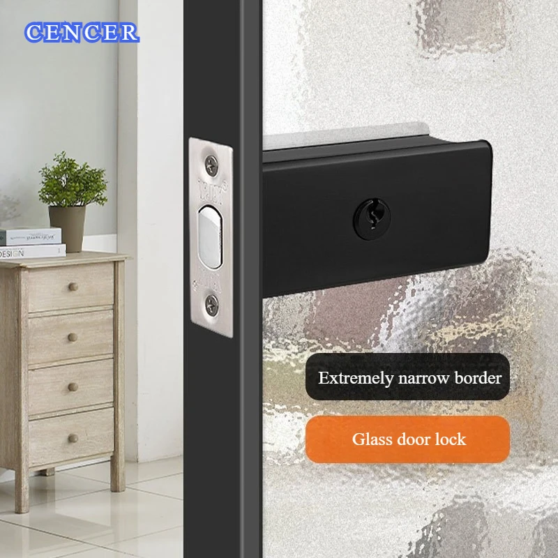

Замок для стеклянной двери с узкой рамой, магнитная присоска, бесшумный бытовой дверной замок для ванной комнаты, плоский алюминиевый дверной замок