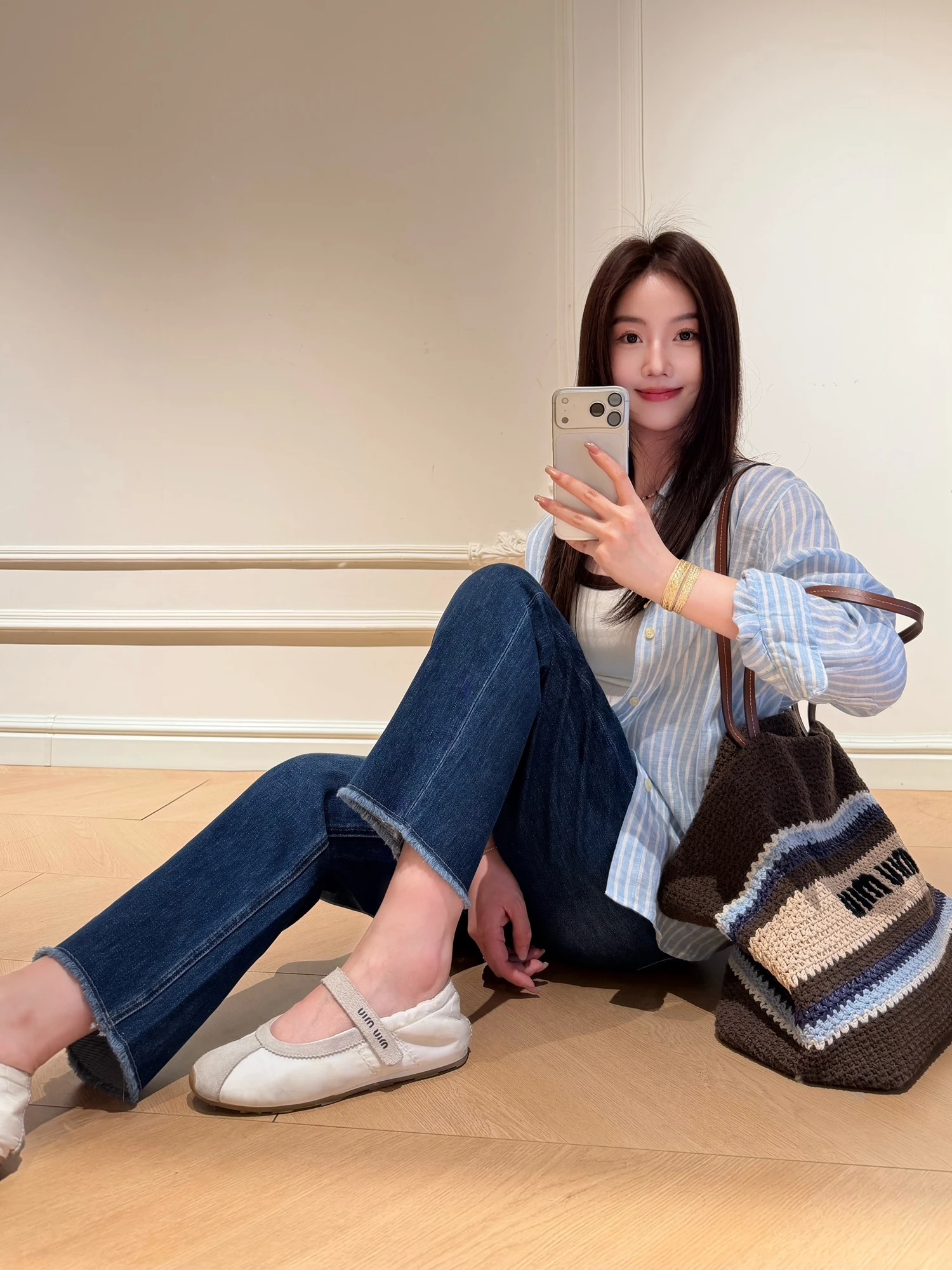 

Cao Daman High Waist Straight Leg Stretchy Jeans Women's Slimming Vintage Four-Dimensional Elastic Bootcut Denim Pants