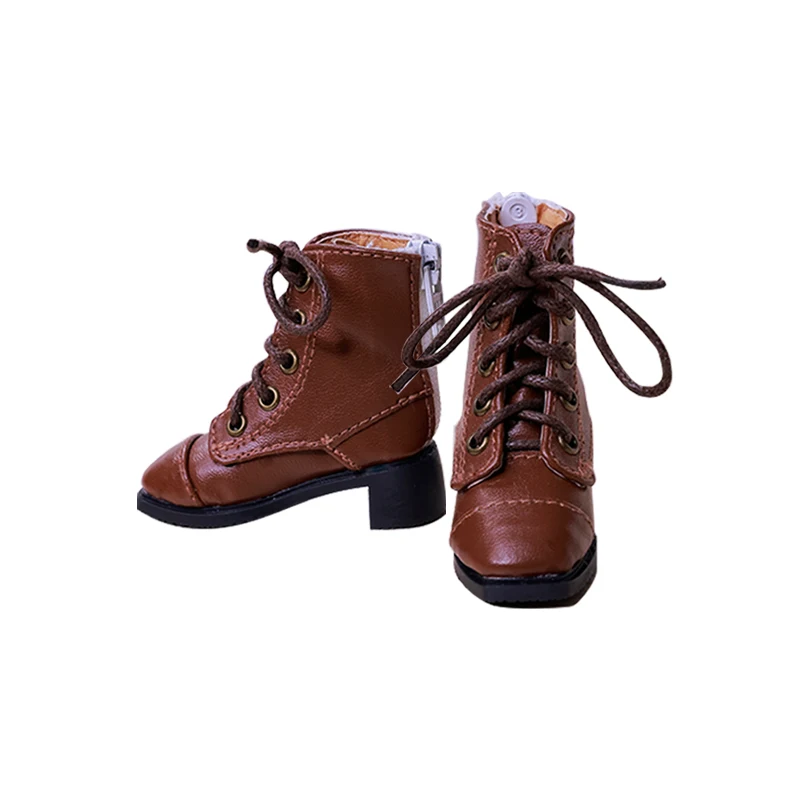 BJD 인형 신발, 1/4 산스크리트어 셀리아 영국 가죽 부츠, 플랫 피트 레이스업 버스킨, BJD 액세서리, 블랙 다크 브라운 화이트 슈가페어리
