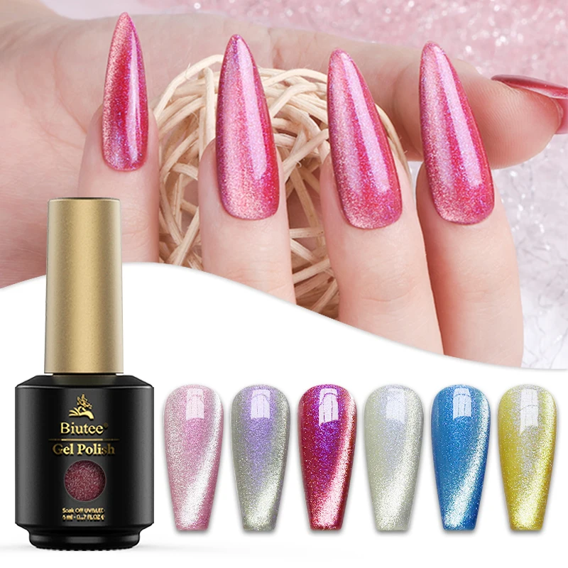 

Biutee Cat Eyes 8ml Nail Gel Polish Laser Varnishes Soak Off UV LED Magnetic Lacquer Glitter Nail Art Semi Perman Cat Eye Gel