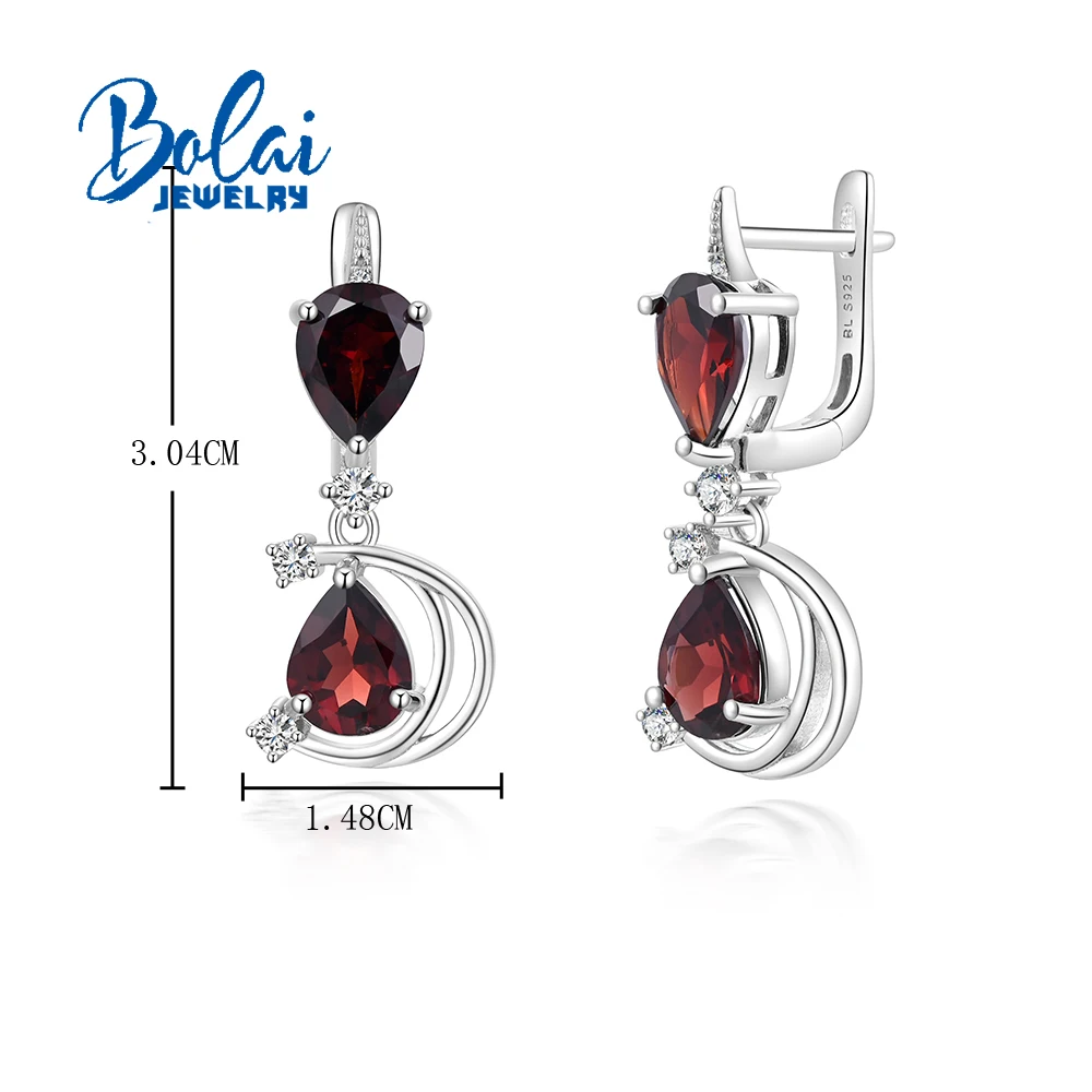 Classic Romantic Silver Teardrop Dangle Earrings Natural Garnet Lovely Jewelry Gift for Wife,Mom & Sister on Special Occasions