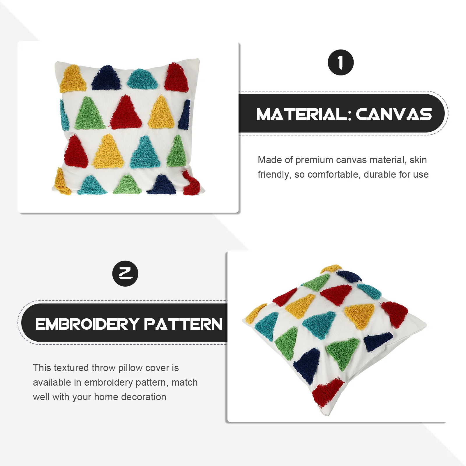 

Colorful Rainbow Decorative Pillow Cover Embroidery Canvas Cushion Case Sofa Bed Throw Pillowcase Home Decor Square Pillowcase