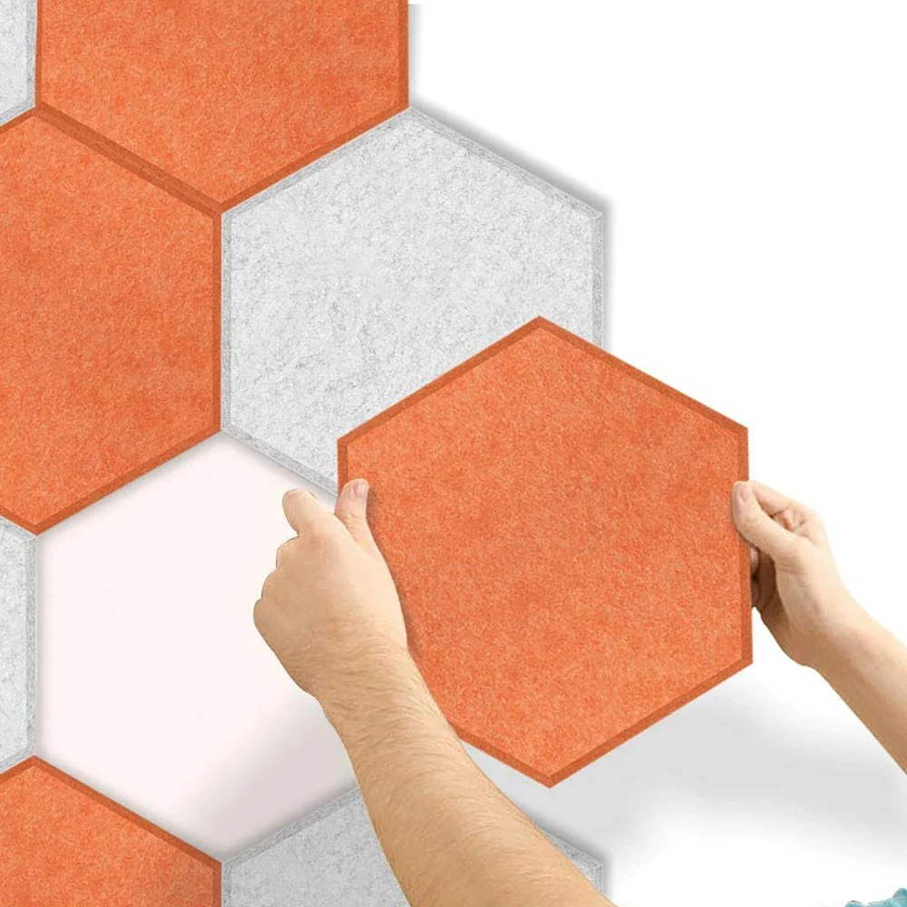 ABHI-6 Paquete de Paneles Acústicos Hexagonales, Aislamiento Acústico, Paneles de Sonido con Bordes Biselados para Estudio de Grabación, Oficina, Hogar