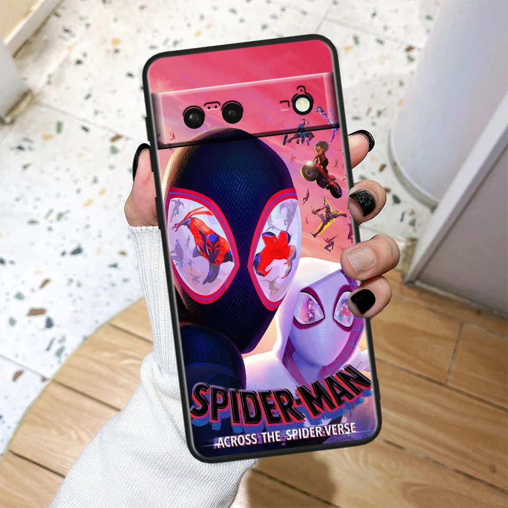 M-Marvels SpiderMan Cool Anime For Google Pixel 9 8 7A 7 6A 6 5A 5 4 4A XL 5G Black Silicon Shockproof Shell Back Phone Case