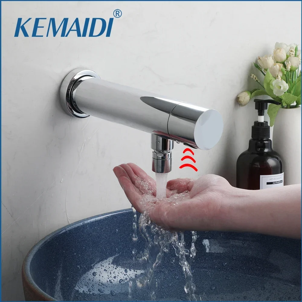 KEMAIDI Brass Automatic Sensor Faucet Bathroom Basin Sink Faucet Only Cold Water Tap Touch Sense Faucet w/ 360 Swivel Spout