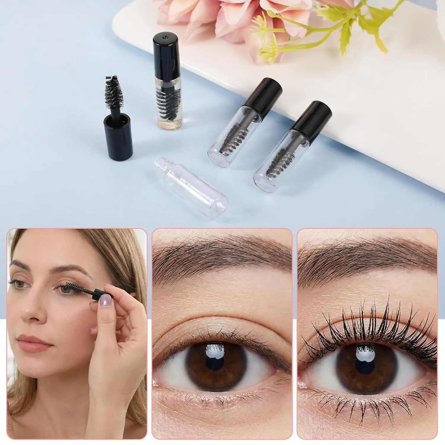 Neue Leere Mascara-Tuben mit Bürstchen 2ml Mascara-Tuben Leer für Rizinusöl, Mini-Wimperncreme-Fläschchen mit Bürsteneinsätzen – Detail 7