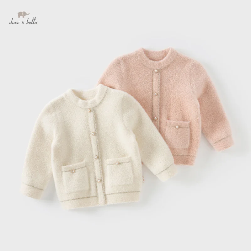 Dave Bella 2024 New  Winter Girls Baby Children Top Knitted Sweater Pullover Fashion Casual Sweet Cute Gentle Knitwear DB4243960