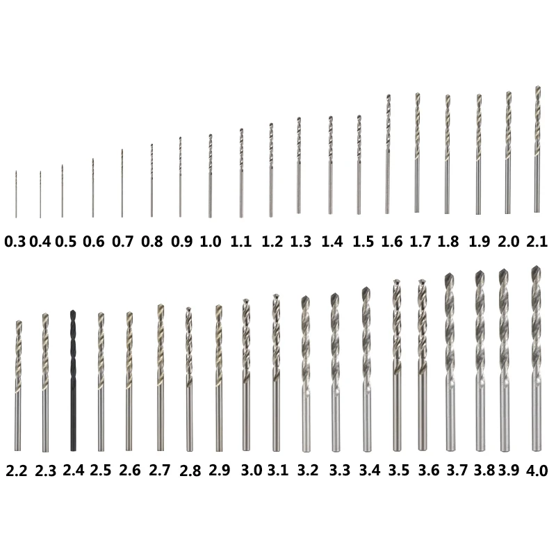 Set di punte elicoidali 10 pezzi 0.3mm-4.0mm punta da trapano per legno in metallo in acciaio ad alta velocità punta da trapano per pistola