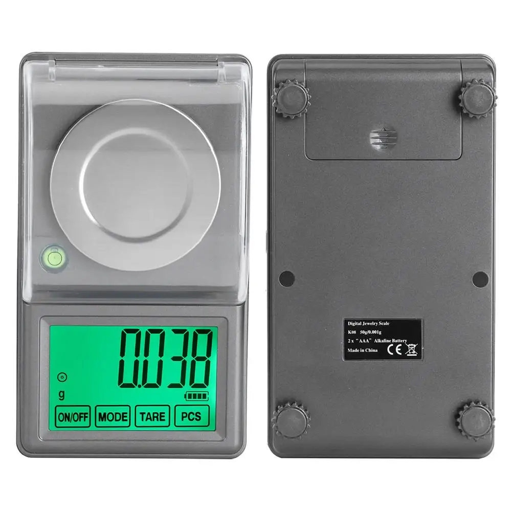 ميزان مجوهرات رقمي صغير عالي الدقة 50 جرام 0.001 جرام ميزان ميليجرام إلكتروني محمول ميزان وزن المختبر #4