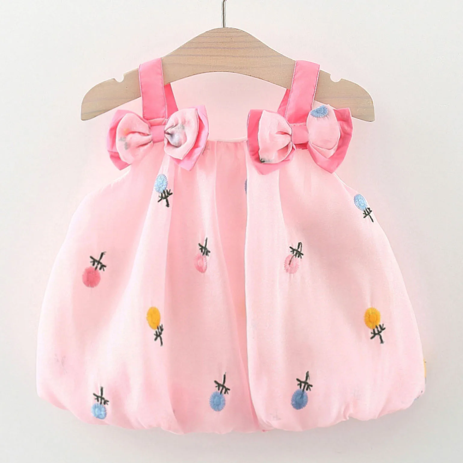 Baby Girl Dress Bow Straps Princess Dress Toddler Children Girl Clothes Sleeveless Lovely Kid Outfit Birthday Costume Girl A1066