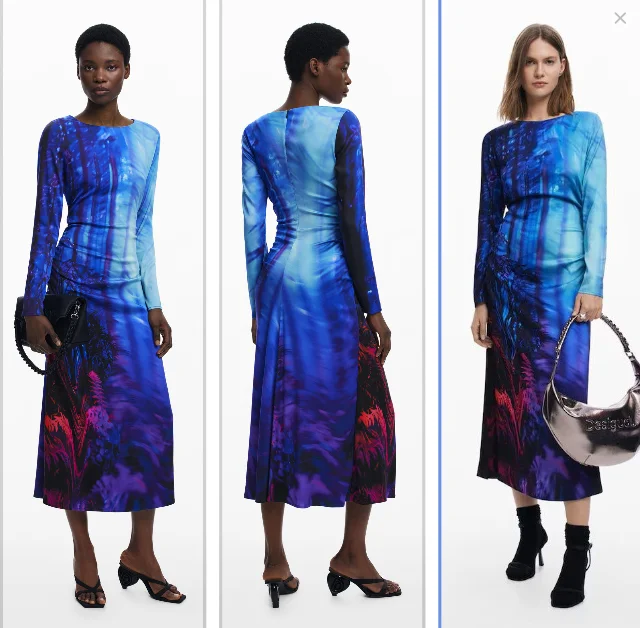 

New Spanish printed round-neck asymmetrical knitted sweater for export original order