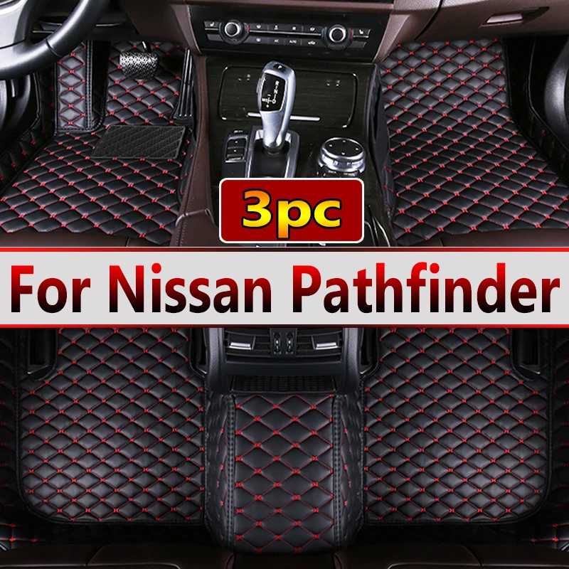 Car Floor Mats For Nissan Pathfinder R52 7seat 2014~2020 Auto Anti-dirt Pad leather Mat Rugs Pad Interior Parts Car Accessories