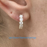 AEAW Round Moissanite & Lab Grown Diamond Hoop Earrings Total 1.4ctw DEF VS-VVS 14K Yellow Gold Wedding Earrings For Women