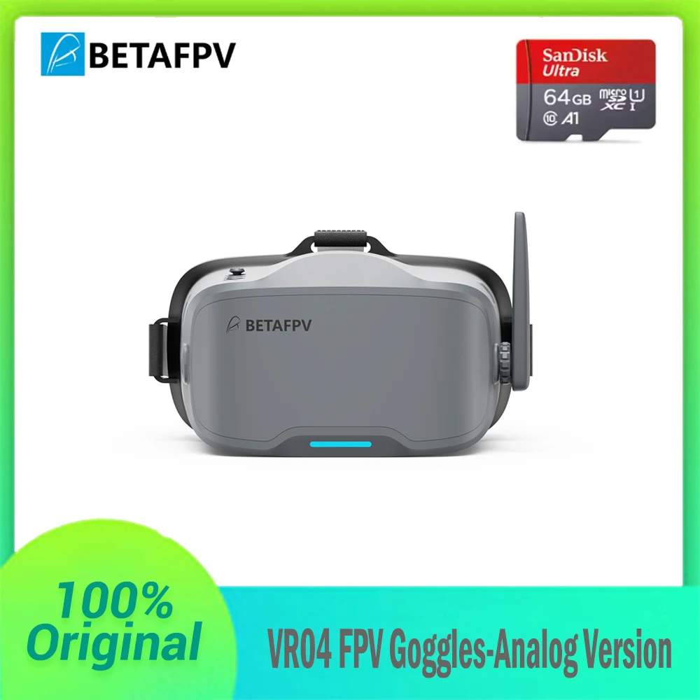 Очки FPV BETAFPV VR04 - аналоговая версия, HD LCD 800*480 пикселей, встроенный аккумулятор 2000 мАч для радиоуправляемого дрона модели Aquila20, НОВИНКА 2026 года