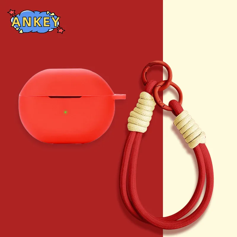 for SoundPEATS Air4 Pro Silicone Cases With Hook Protective Shockproof Wireless Earphone Cover Carrying woven rope