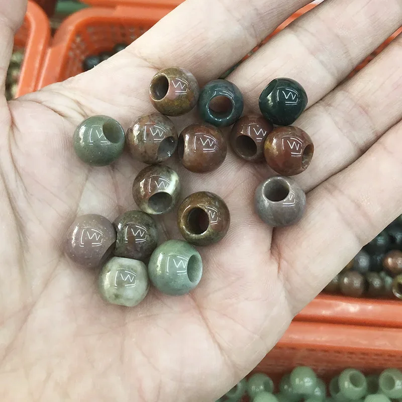 5pcs Natural Stone Beads Abacus Shape Big Hole Loose Beads for Jewelry Making DIY Necklace Bracelet Accessories Hole12mm