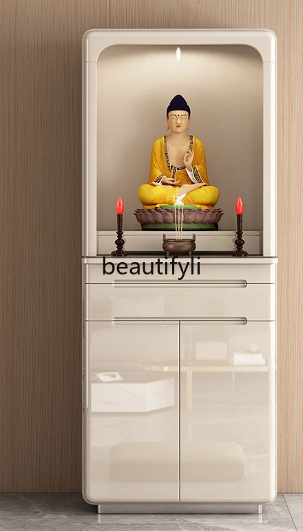 Modern light luxury small shrine vertical cabinet household God of Wealth living room Buddhist cabinet