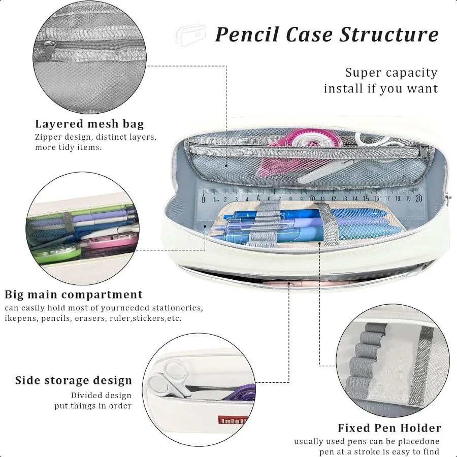 Pencil Case Large Capacity pencil pouch cute pencil case stationery plies pencil bags School plies for Student Teen Girs Boys w