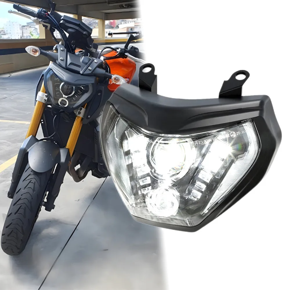 E-24 LED Headlight High Low Beam Plug and Play dla Yamaha MT09 FZ09 2014-2016 Zespół reflektorów motocyklowych E-mark z DRL