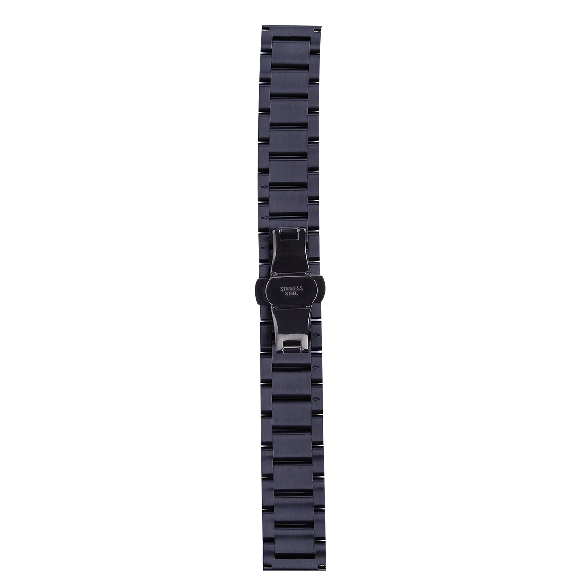 

24mm Stainless Steel Watch Strap Solid Metal Sanding Watch Band Wristband for Watch Replacement (Black)